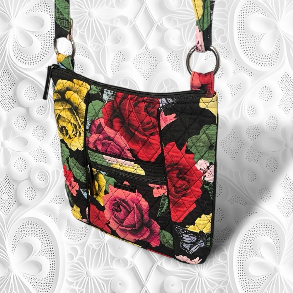 Vera Bradley Hipster Crossbody Bag Havana Rose Butterfly Floral Red Yellow Black - Picture 4 of 15